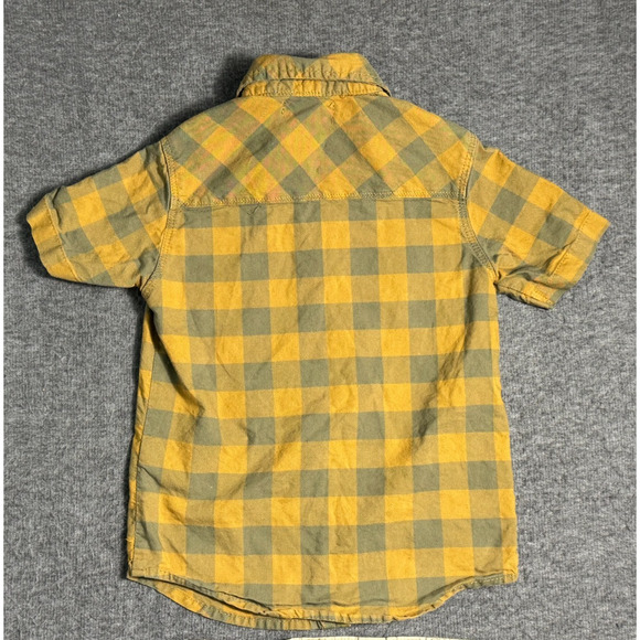 7 For All Mankind Button Up Short Sleeve Shirt Yellow/Gray Plaid - Size 4T - Picture 2 of 4